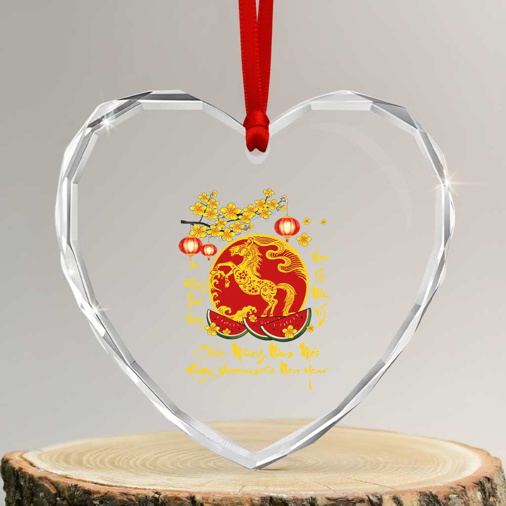 Vietnamese Lunar New Year 2026 Heart Crystal Glass Ornament Chuc Mung Nam Moi Tet Holiday Horse Zodiac TS11 Transparent Glass 3'' Heart Print Your Wear