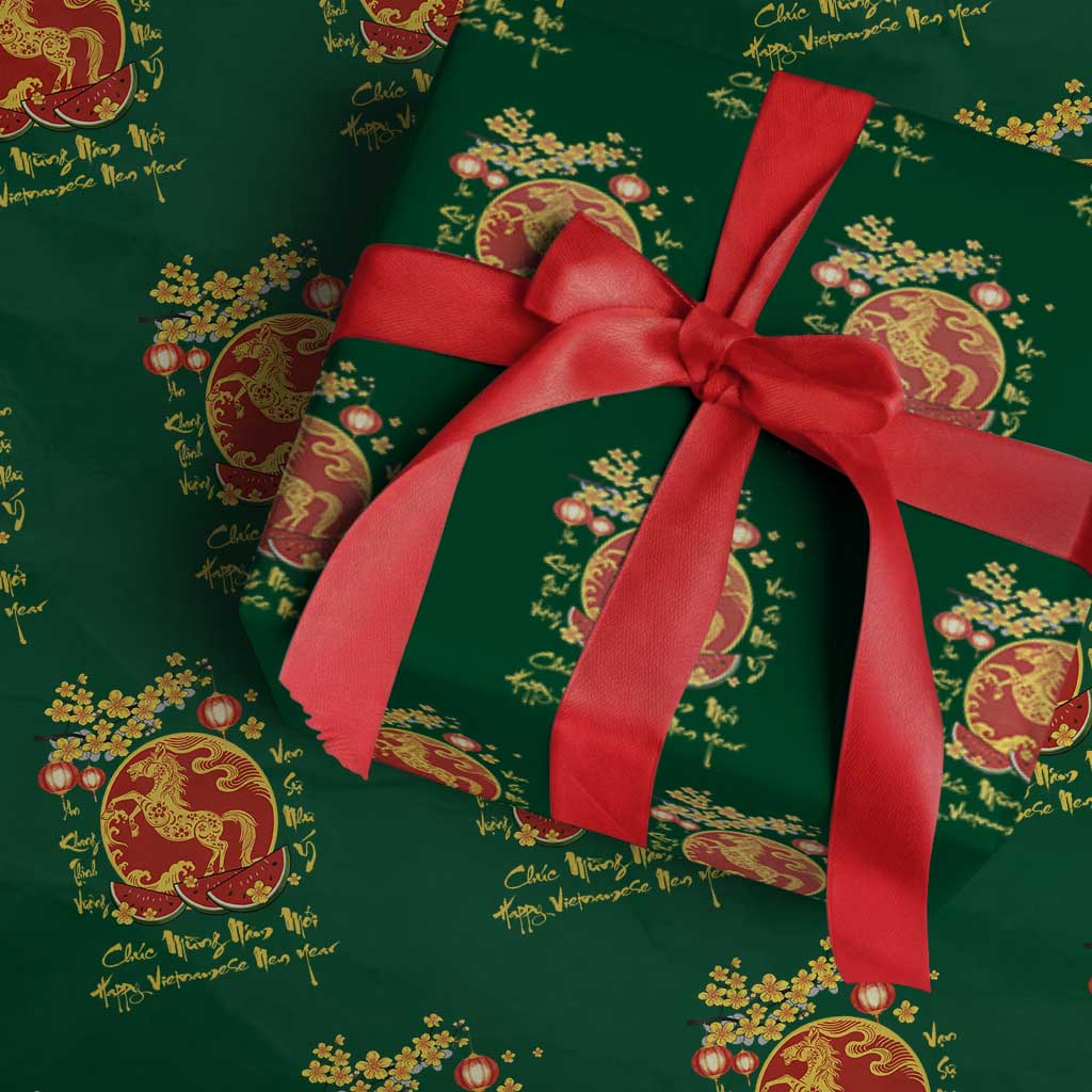 Vietnamese Lunar New Year 2026 Wrapping Paper Roll Chuc Mung Nam Moi Tet Holiday Horse Zodiac TS11 Green Print Your Wear