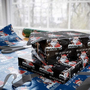 Viking Christmas Wrapping Paper Roll Fa La La La Valhalla La Viking Santa Gnome TS11 Black Print Your Wear