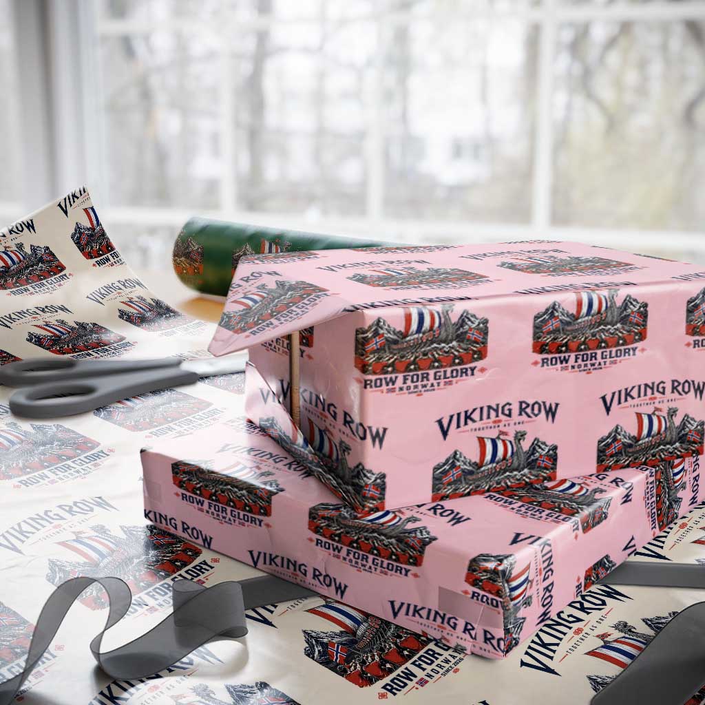 Viking Row Ro Ro Norway Norge Norwegian Flag Wrapping Paper Roll Row For Glory Norway Together As One Retro Football Fans TS02 Light Pink Print Your Wear