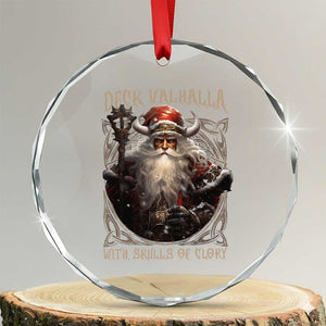 Viking Xmas Crystal Glass Ornament Deck Valhalla With Skulls Of Glory Santa Yule TS11 Transparent Glass 3'' Circle Print Your Wear