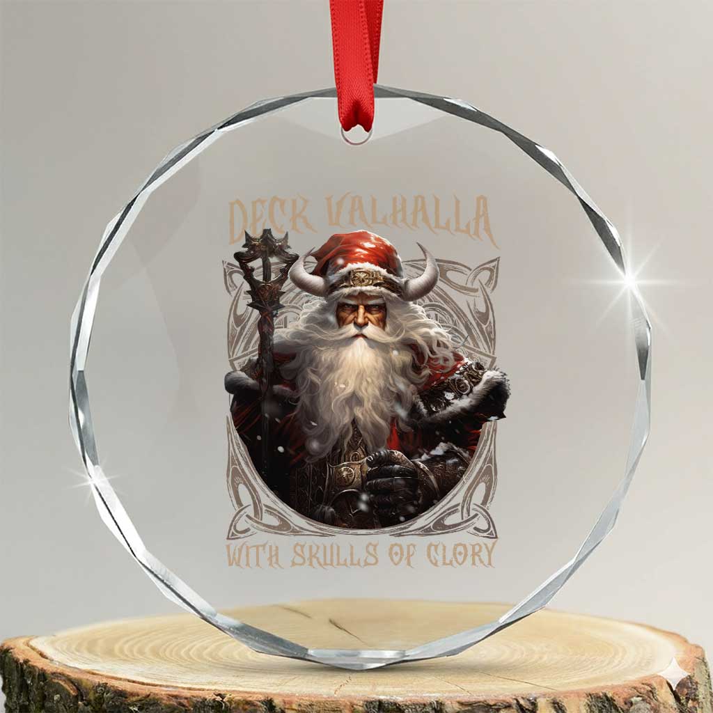 Viking Xmas Crystal Glass Ornament Deck Valhalla With Skulls Of Glory Santa Yule TS11 Transparent Glass 3'' Circle Print Your Wear