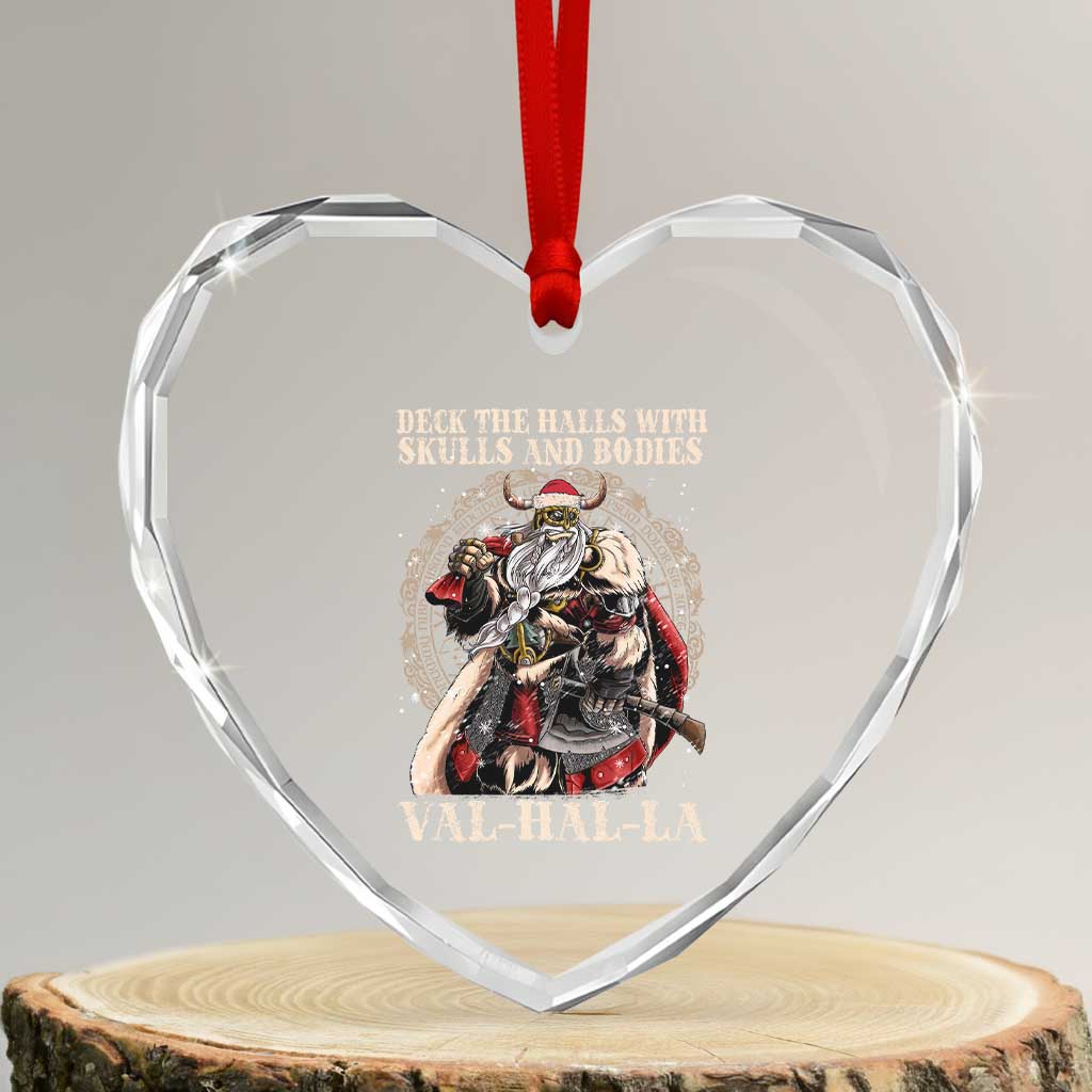 Viking Xmas Heart Crystal Glass Ornament Deck The Halls With Skulls And Bodies Valhalla TS11 Transparent Glass 3'' Heart Print Your Wear