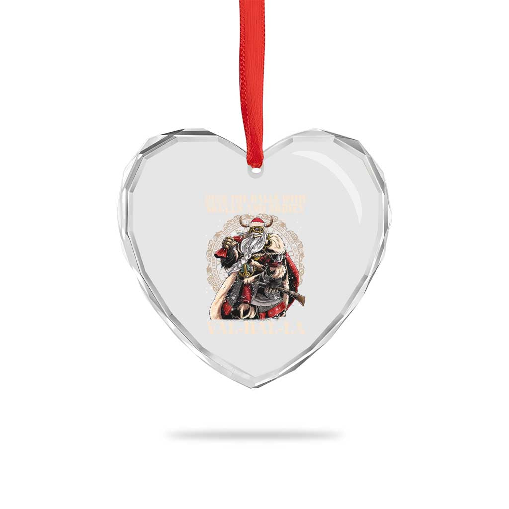 Viking Xmas Heart Crystal Glass Ornament Deck The Halls With Skulls And Bodies Valhalla TS11 Print Your Wear