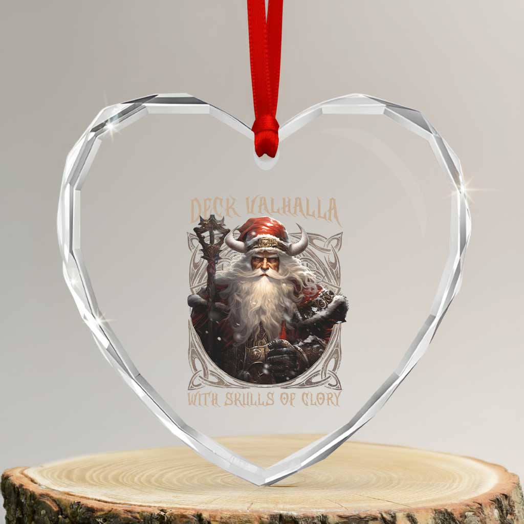 Viking Xmas Heart Crystal Glass Ornament Deck Valhalla With Skulls Of Glory Santa Yule TS11 Transparent Glass 3'' Heart Print Your Wear