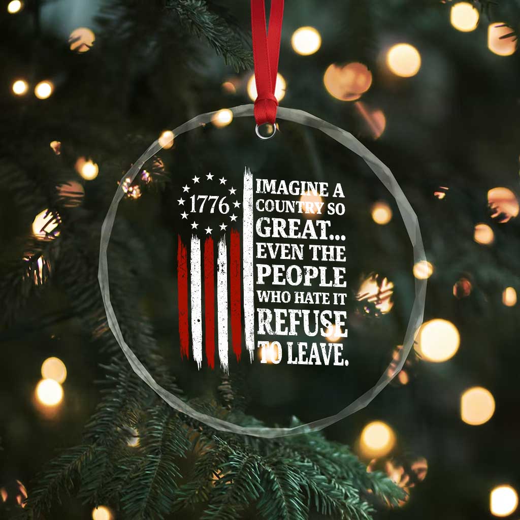 Vintage 1776 Betsy Ross Flag Imagine A Country So Great Crystal Glass Ornament Retro Patriotic American Heritage TS02 Print Your Wear