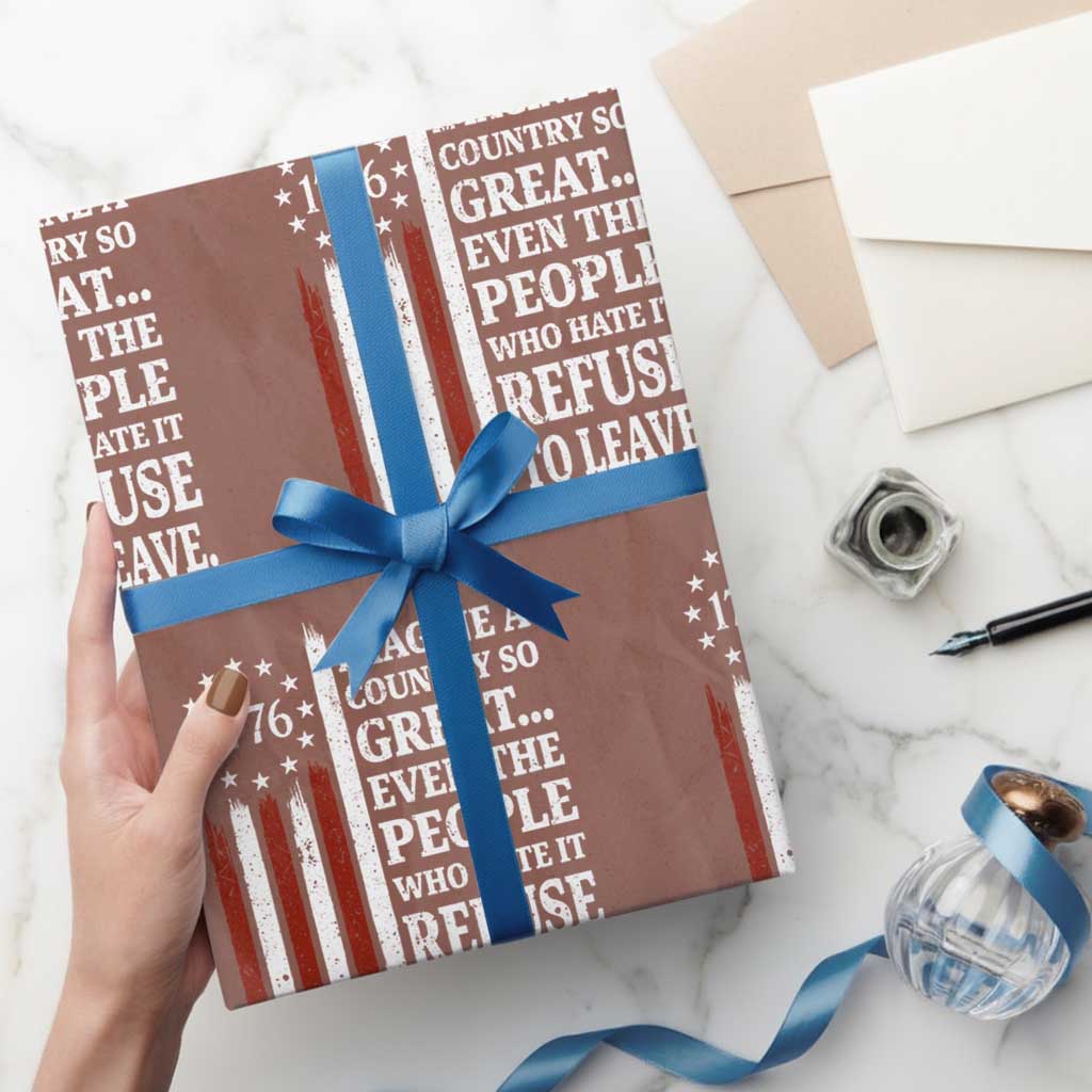 Vintage 1776 Betsy Ross Flag Imagine A Country So Great Wrapping Paper Roll Retro Patriotic American Heritage TS02 Mocha Print Your Wear