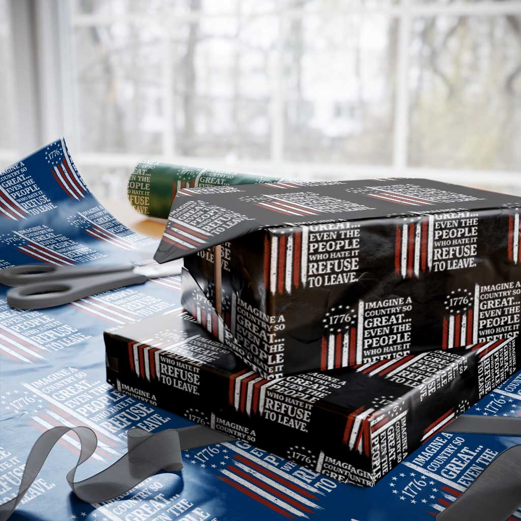Vintage 1776 Betsy Ross Flag Imagine A Country So Great Wrapping Paper Roll Retro Patriotic American Heritage TS02 Black Print Your Wear