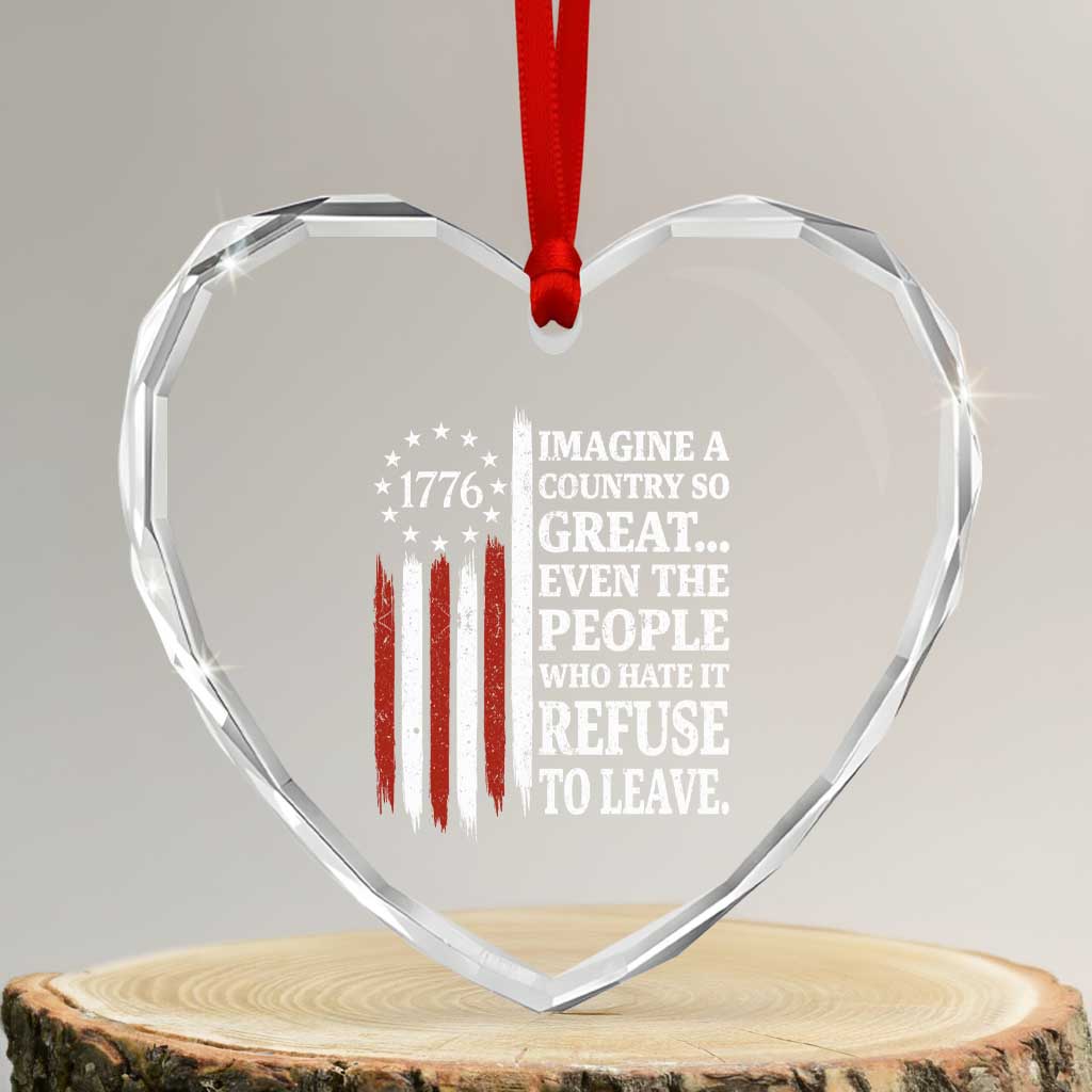 Vintage 1776 Betsy Ross Flag Imagine A Country So Great Heart Crystal Glass Ornament Retro Patriotic American Heritage TS02 Transparent Glass 3'' Heart Print Your Wear