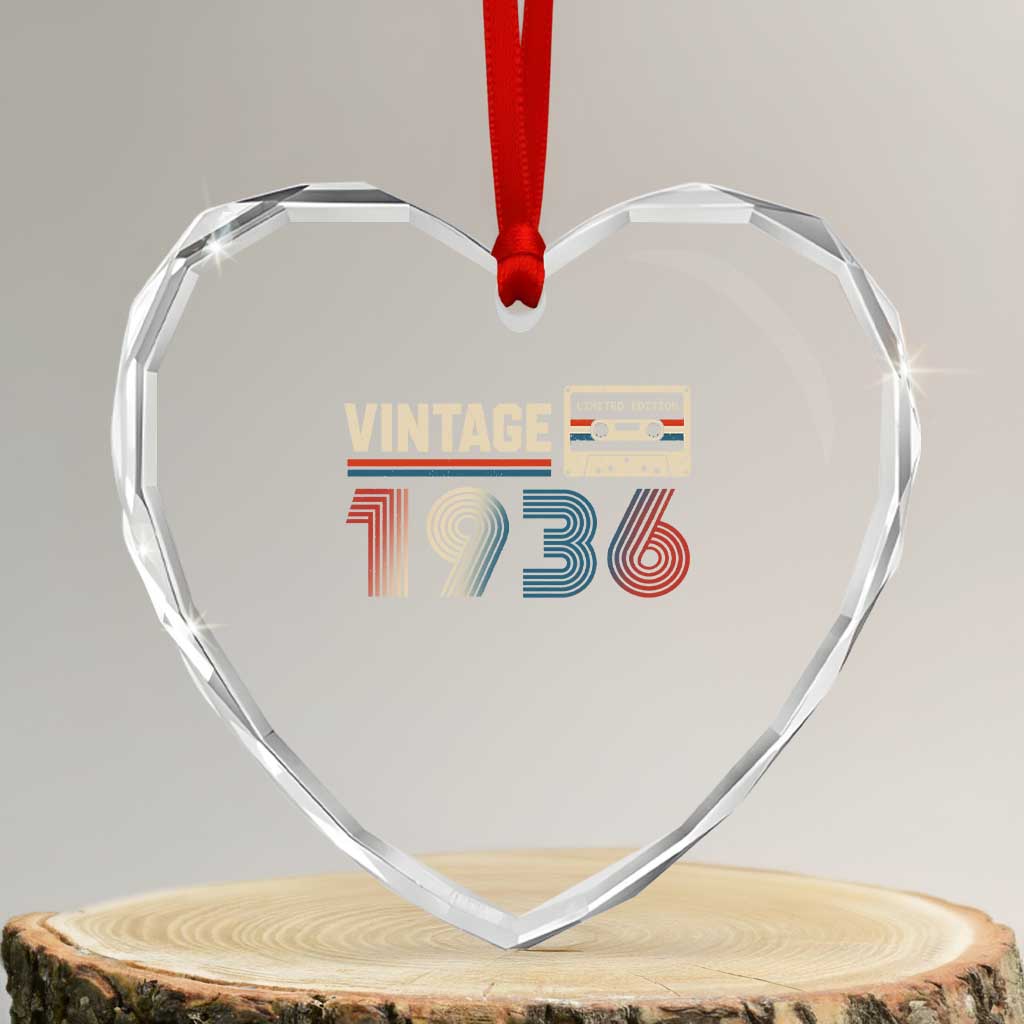 Vintage 1936 90th Birthday Gifts Heart Crystal Glass Ornament 90 Year Old Favors TS10 Transparent Glass 3'' Heart Print Your Wear