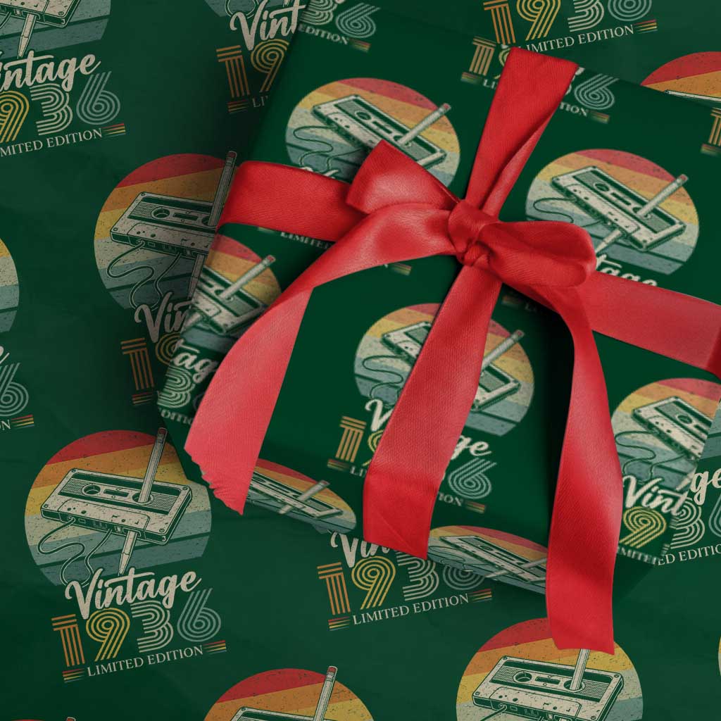 Vintage 1936 Wrapping Paper Roll 90th Birthday Turning 90 Year Old Gifts TS10 Green Print Your Wear