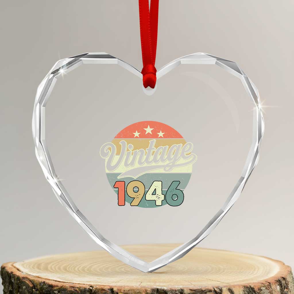 Vintage 1946 Heart Crystal Glass Ornament 80 Year Old 80th Birthday Gifts TS10 Transparent Glass 3'' Heart Print Your Wear