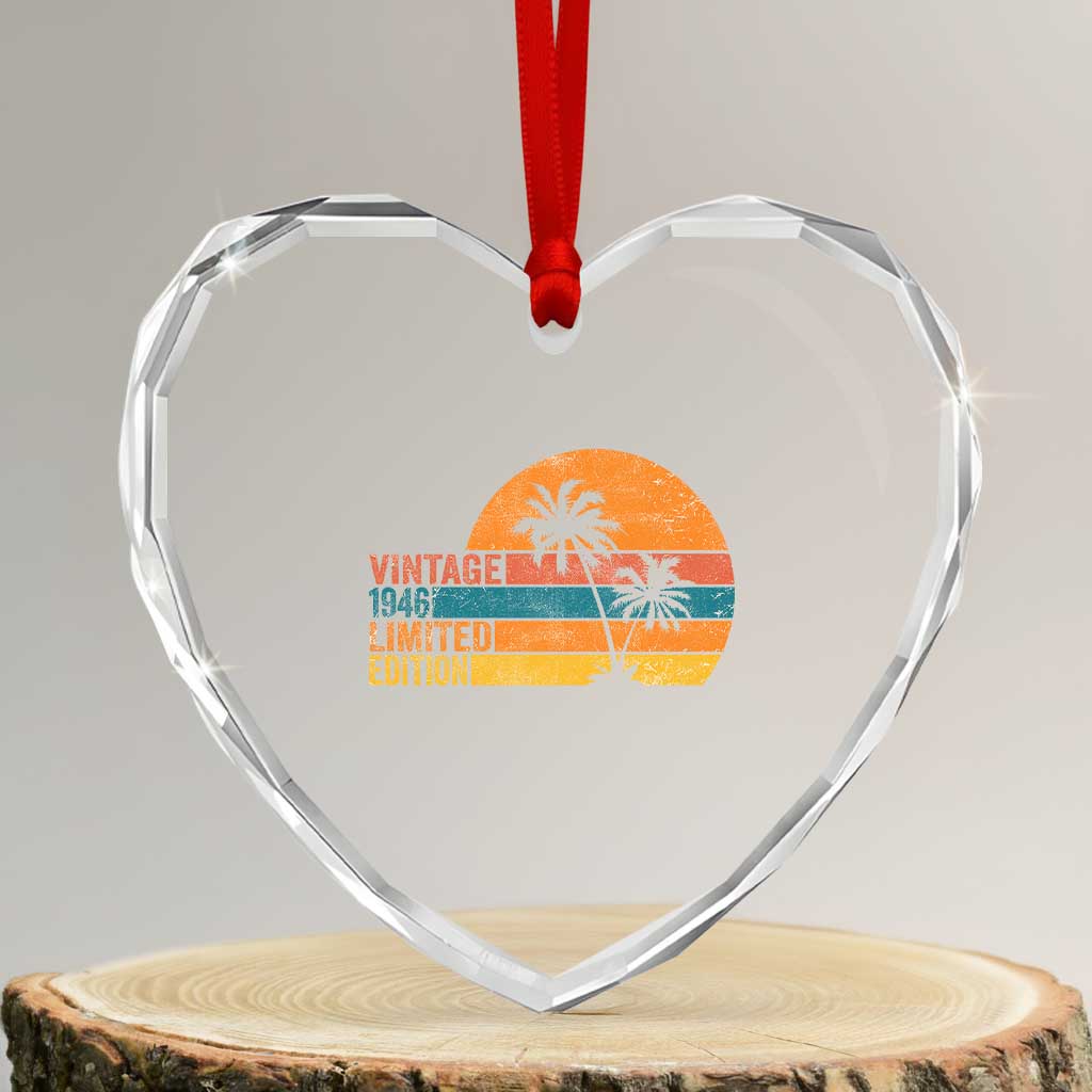 Vintage 1946 Limited Edition Heart Crystal Glass Ornament Retro Sunset 80th Birthday 80 Year Old Gifts TS10 Transparent Glass 3'' Heart Print Your Wear