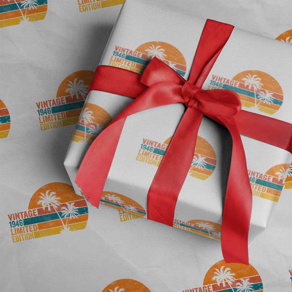 Vintage 1946 Limited Edition Wrapping Paper Roll Retro Sunset 80th Birthday 80 Year Old Gifts TS10 White Print Your Wear