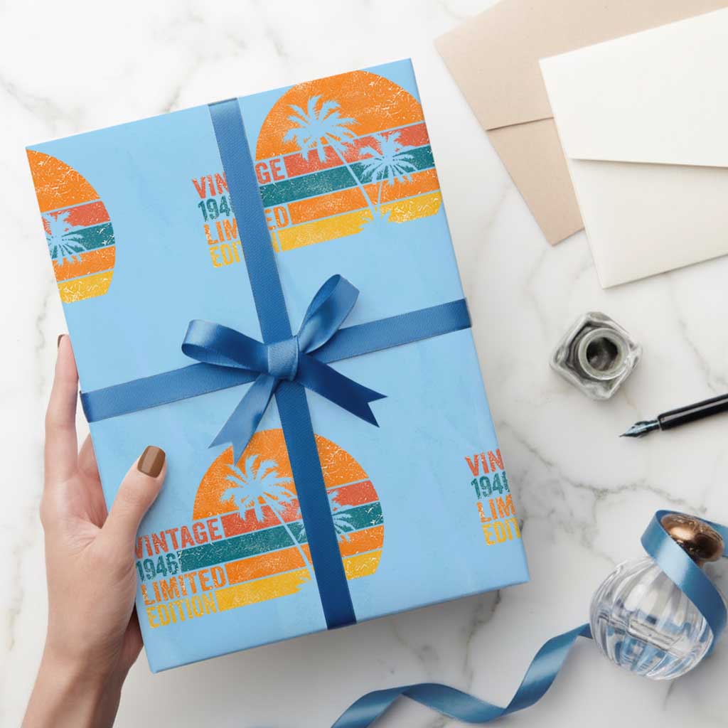 Vintage 1946 Limited Edition Wrapping Paper Roll Retro Sunset 80th Birthday 80 Year Old Gifts TS10 Light Blue Print Your Wear