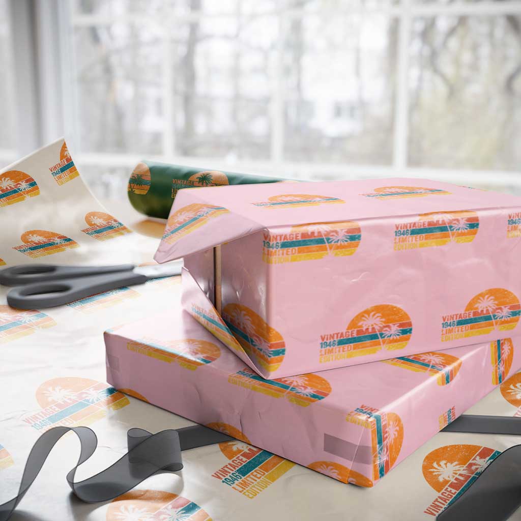 Vintage 1946 Limited Edition Wrapping Paper Roll Retro Sunset 80th Birthday 80 Year Old Gifts TS10 Light Pink Print Your Wear
