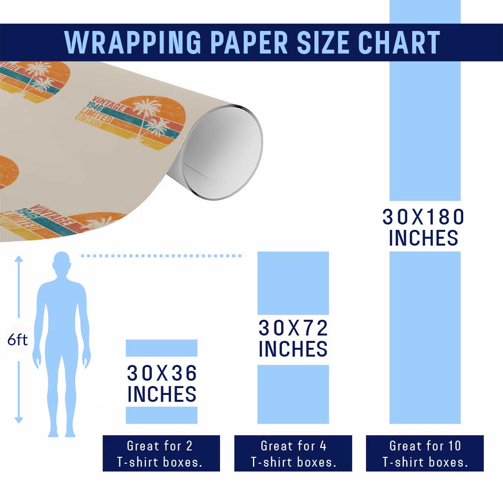 Vintage 1946 Limited Edition Wrapping Paper Roll Retro Sunset 80th Birthday 80 Year Old Gifts TS10 Print Your Wear