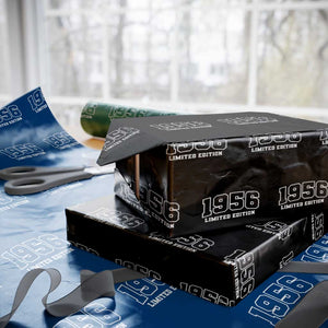 Vintage 1956 Limited Edition Wrapping Paper Roll 70 Year Old Gift Retro Varsity 70th Birthday TS10 Black Print Your Wear