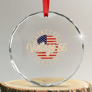 Vintage 1956 Stamp Crystal Glass Ornament Funny 70th Birthday USA Flag 70 Year Old Bday TS10 Transparent Glass 3'' Circle Print Your Wear