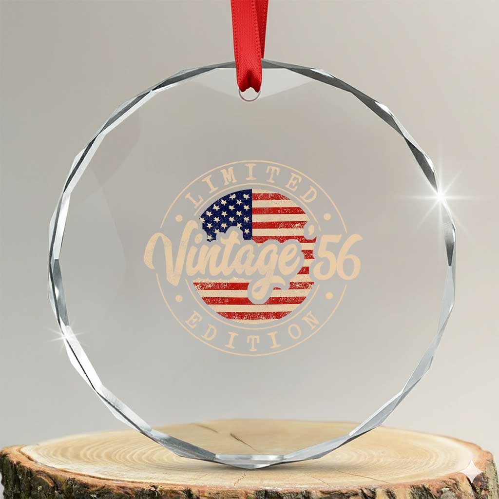 Vintage 1956 Stamp Crystal Glass Ornament Funny 70th Birthday USA Flag 70 Year Old Bday TS10 Transparent Glass 3'' Circle Print Your Wear