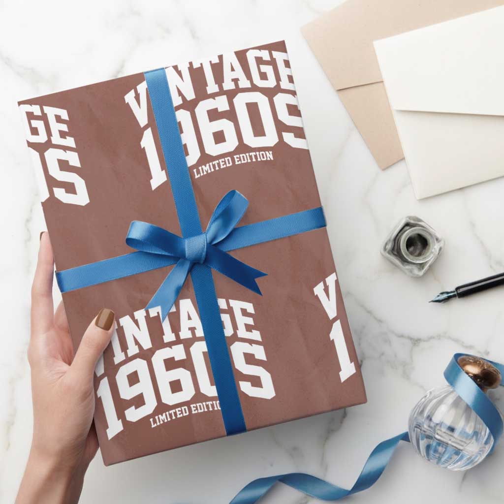 Vintage 1960s Limited Edition Wrapping Paper Roll Vintage Varsity Funny Cool 1960 Theme TS10 Mocha Print Your Wear