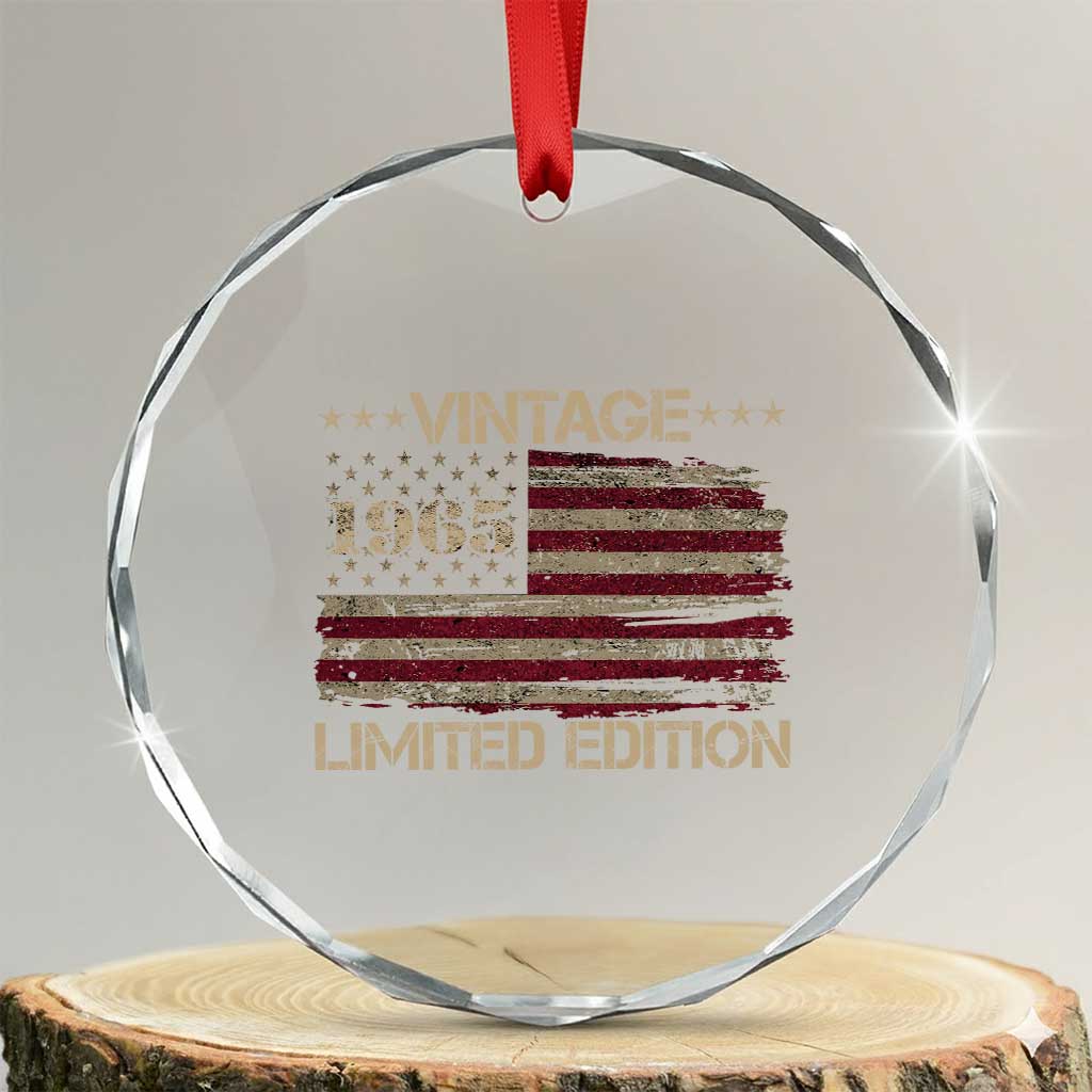 Vintage 1965 Birthday Crystal Glass Ornament Limited Edition Retro American Flag TS10 Transparent Glass 3'' Circle Print Your Wear
