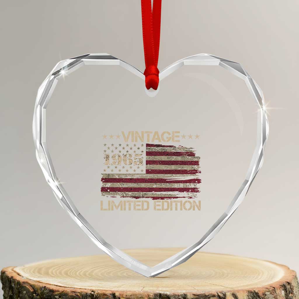 Vintage 1965 Birthday Heart Crystal Glass Ornament Limited Edition Retro American Flag TS10 Transparent Glass 3'' Heart Print Your Wear