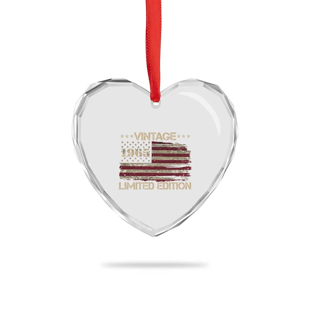Vintage 1965 Birthday Heart Crystal Glass Ornament Limited Edition Retro American Flag TS10 Print Your Wear