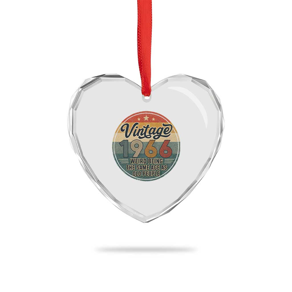 Vintage 1966 60th Birthday Heart Crystal Glass Ornament 60 Year Old Gift Weird Being the Same Age as Old People