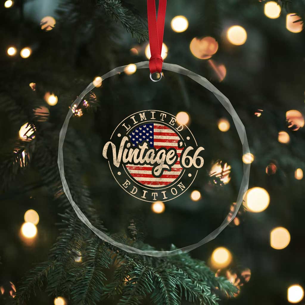 Vintage 1966 Stamp Crystal Glass Ornament Funny 60th Birthday USA Flag 60 Year Old Bday TS10 Print Your Wear