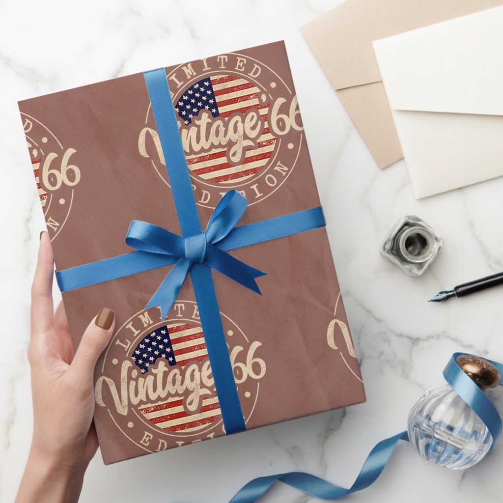 Vintage 1966 Stamp Wrapping Paper Roll Funny 60th Birthday USA Flag 60 Year Old Bday TS10 Mocha Print Your Wear