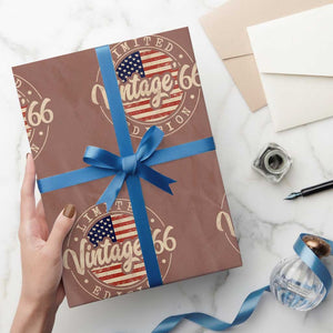 Vintage 1966 Stamp Wrapping Paper Roll Funny 60th Birthday USA Flag 60 Year Old Bday TS10 Mocha Print Your Wear