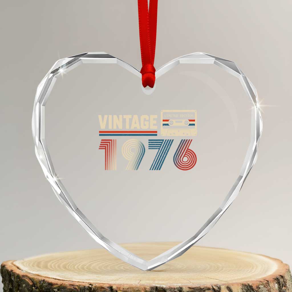 Vintage 1976 50th Birthday Gifts Heart Crystal Glass Ornament 50 Year Old Favors TS10 Transparent Glass 3'' Heart Print Your Wear