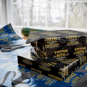 Vintage 1976 Aged to Perfection Wrapping Paper Roll Limited Edition Retro 50th Birthday TS02 Black Print Your Wear