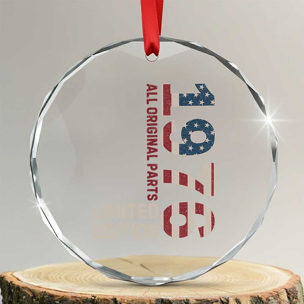 Vintage 1976 All Original Parts Crystal Glass Ornament Patriotic US Flag 50th Birthday Gift TS02 Transparent Glass 3'' Circle Print Your Wear