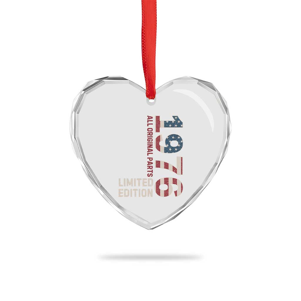 Vintage 1976 All Original Parts Heart Crystal Glass Ornament Patriotic US Flag 50th Birthday Gift TS02 Print Your Wear