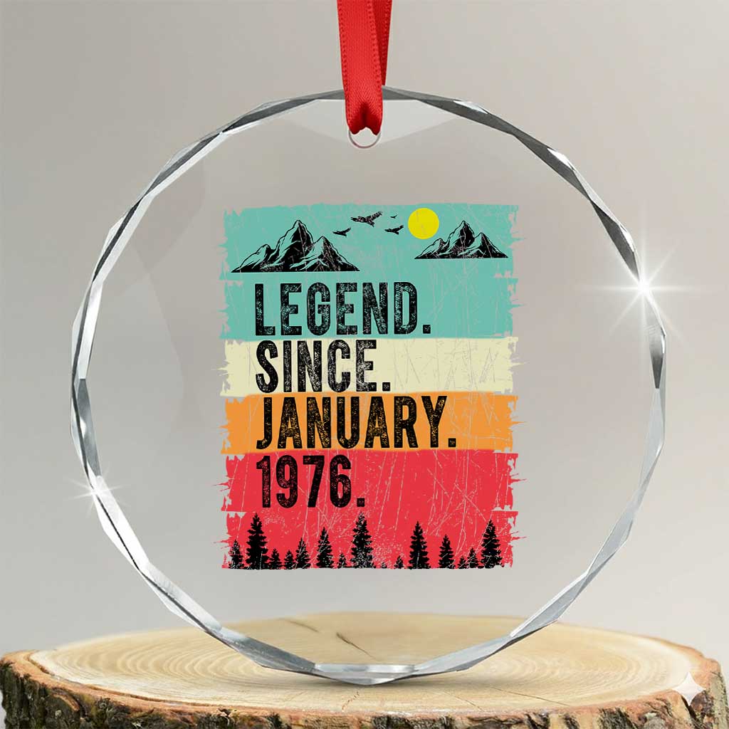 Vintage 1976 Birthday Crystal Glass Ornament Retro 50th Birthday Gifts 50 Years Old TS10 Transparent Glass 3'' Circle Print Your Wear