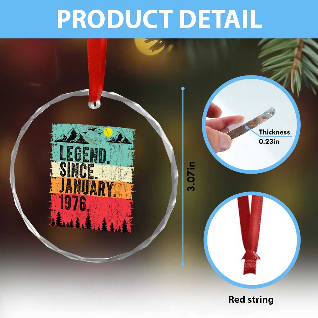Vintage 1976 Birthday Crystal Glass Ornament Retro 50th Birthday Gifts 50 Years Old TS10 Print Your Wear