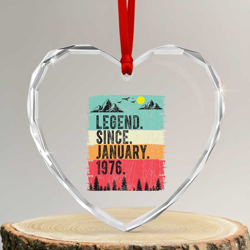 Vintage 1976 Birthday Heart Crystal Glass Ornament Retro 50th Birthday Gifts 50 Years Old TS10 Transparent Glass 3'' Heart Print Your Wear