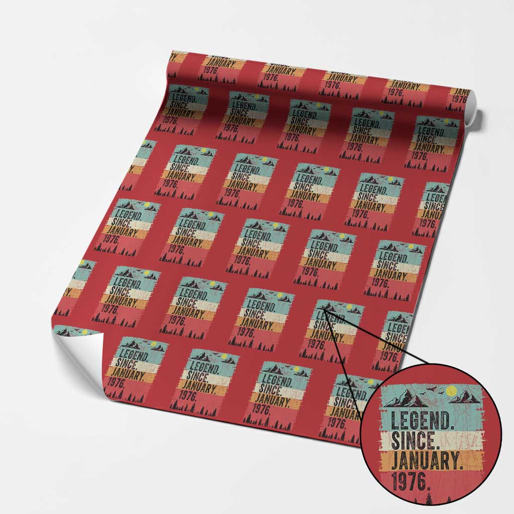 Vintage 1976 Birthday Wrapping Paper Roll Retro 50th Birthday Gifts 50 Years Old TS10 Red Print Your Wear
