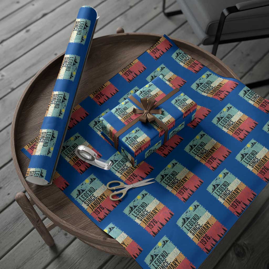 Vintage 1976 Birthday Wrapping Paper Roll Retro 50th Birthday Gifts 50 Years Old TS10 Blue Print Your Wear