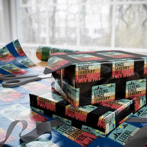 Vintage 1976 Birthday Wrapping Paper Roll Retro 50th Birthday Gifts 50 Years Old TS10 Black Print Your Wear
