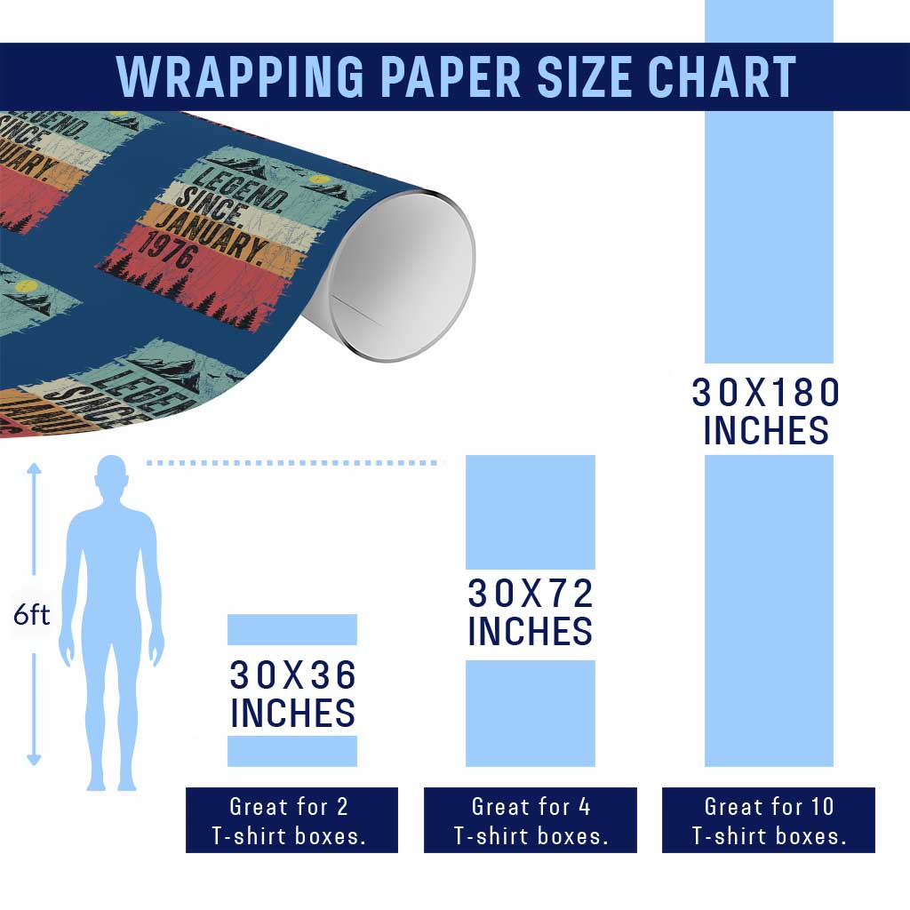 Vintage 1976 Birthday Wrapping Paper Roll Retro 50th Birthday Gifts 50 Years Old TS10 Print Your Wear
