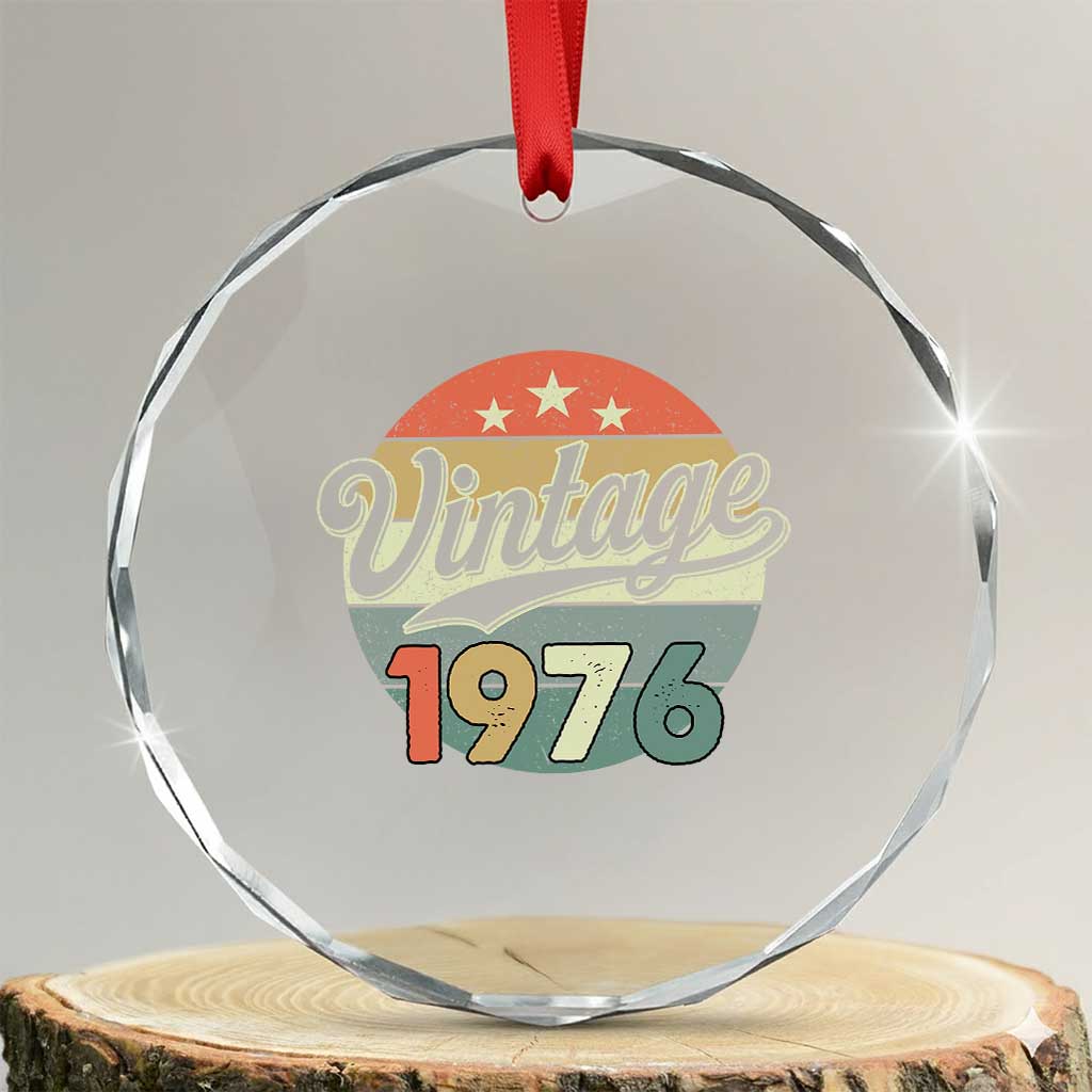 Vintage 1976 Crystal Glass Ornament 50 Year Old 50th Birthday Gifts TS10 Transparent Glass 3'' Circle Print Your Wear