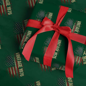 Vintage 1976 Distressed American Flag Wrapping Paper Roll Patriotic 50th Birthday Graphic TS02 Green Print Your Wear