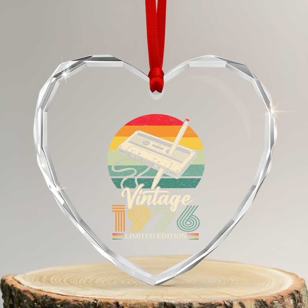 Vintage 1976 Heart Crystal Glass Ornament 50th Birthday Turning 50 Year Old Gifts TS10 Transparent Glass 3'' Heart Print Your Wear