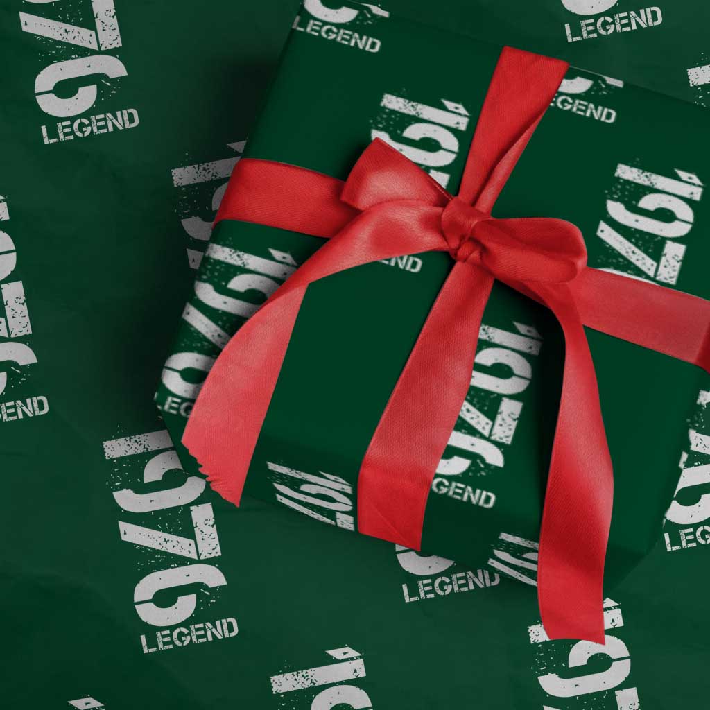 Vintage 1976 Legend Wrapping Paper Roll 50th Birthday Gifts Special Milestone TS11 Green Print Your Wear
