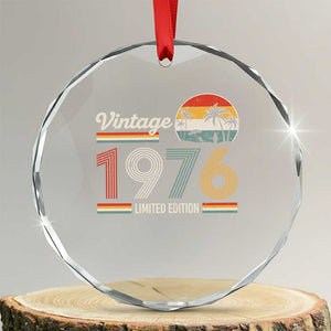 Vintage 1976 Limited Edition Crystal Glass Ornament Retro Sunset 50th Birthday Graphic TS02 Transparent Glass 3'' Circle Print Your Wear