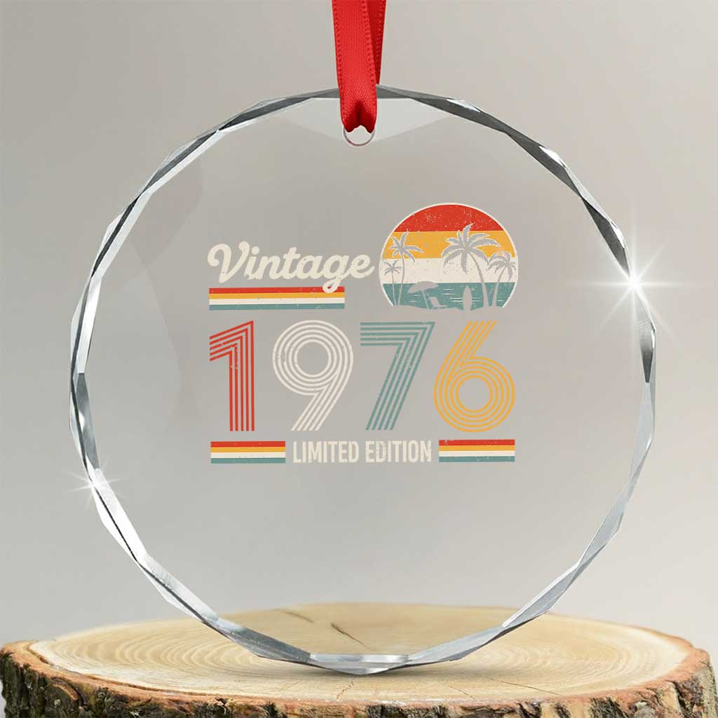Vintage 1976 Limited Edition Crystal Glass Ornament Retro Sunset 50th Birthday Graphic TS02 Transparent Glass 3'' Circle Print Your Wear