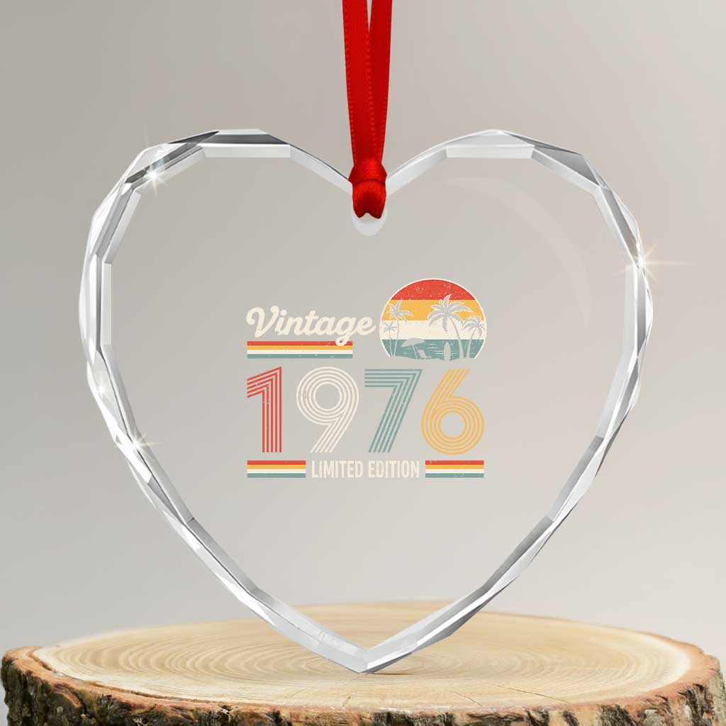 Vintage 1976 Limited Edition Heart Crystal Glass Ornament Retro Sunset 50th Birthday Graphic TS02 Transparent Glass 3'' Heart Print Your Wear